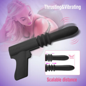 New Automatic Telescopic Thrusting Black Dildo Vibrator Gun Type Sex Machine