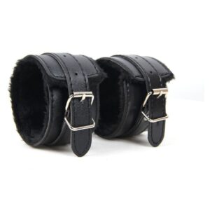 Black SM Bondage Sex Leather Handcuffs Best Quality