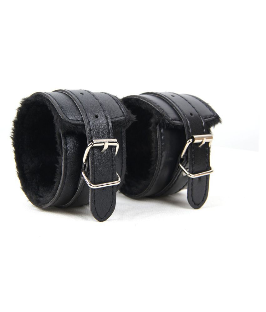 Black SM Bondage Sex Leather Handcuffs Best Quality - Image 5