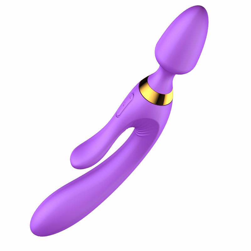 USB Charging Silicone Anal Vibrator AV Magic Wand Dildo G Spot Massager Purple - Image 3