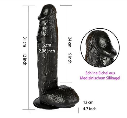 12 inch Black Huge Dildo Extreme Big Realistic Sturdy Suction Cup Penis for Women & men - Image 2