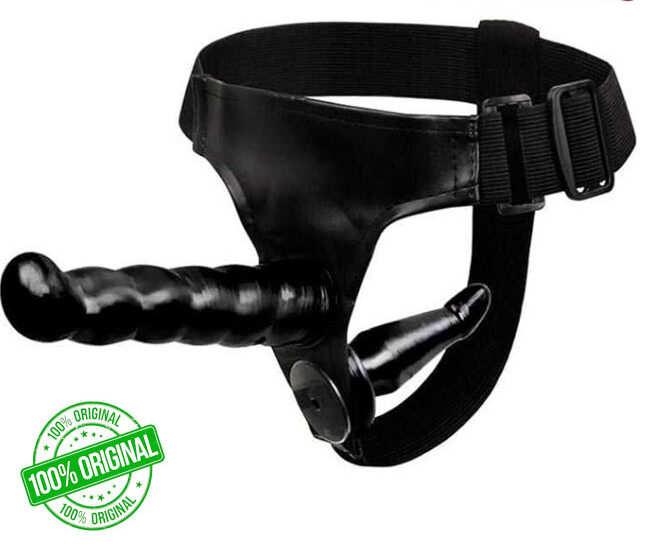 Wearable Double Penis Dildo Strap On Harness Lesbian Gay Black Colour Special Edition
