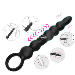 Thrusting Prostate massage vibrator telescopic Pull Ring stick for men