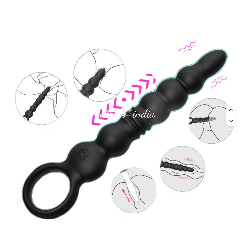 Thrusting Prostate massage vibrator telescopic Pull Ring stick for men - Image 2