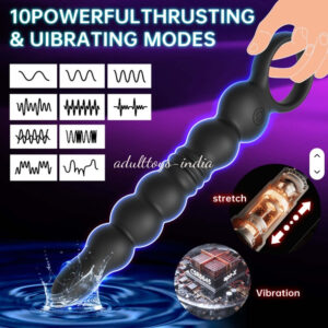 Thrusting Prostate massage vibrator telescopic Pull Ring stick for men