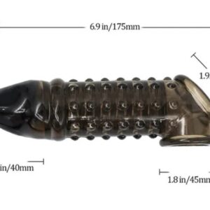 Black Dotted Cock Sleeve Extension For Men