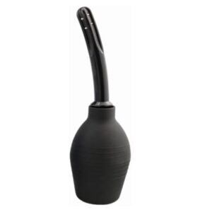 Anal Vagina Silicone Doll Enema Bulb with Arc Shape in Black