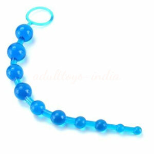 Blue 12″ Soft Long Anal Beads With Pull Ring Ball G Spot Massager Beads