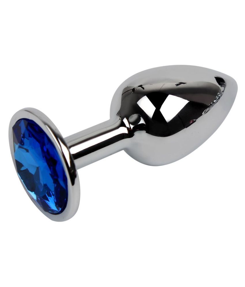 Unisex Steel Blue Jeweled Beginners Butt Plug Small Size