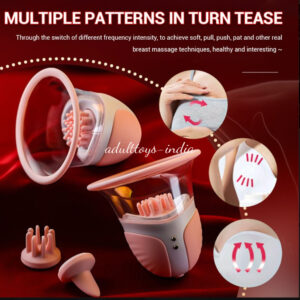 1 Piece Woman Breast Enlarger 3-head Nipple Sucker Stimulation Massager Pump Pink