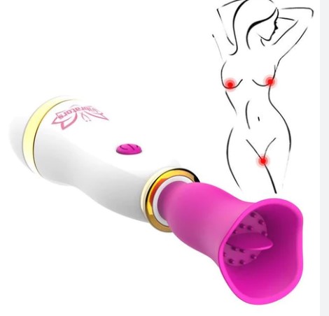 2 In 1 Tongue Clitoris Oral Licking Nipple Sucking Vibrator