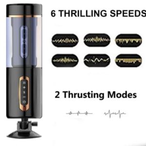 omsky Automatic Fuck Hand Free Male Masturbator Electric 3D Realistic Vagina Vibrating Mastubator-Black