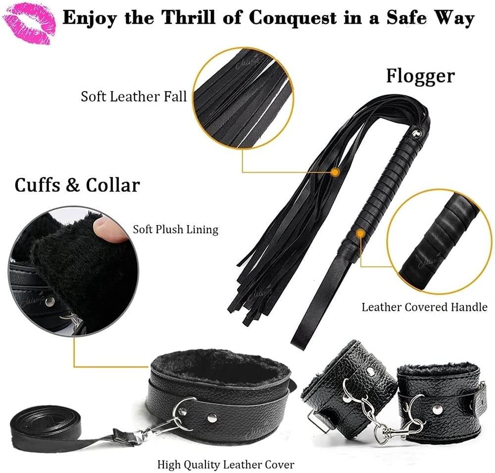 Black 14 Pieces BDSM Bondage Restraint Kit - Image 3