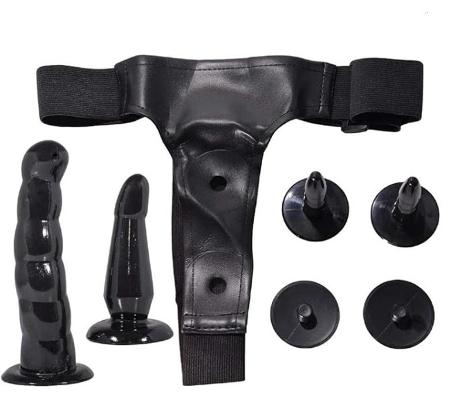 Wearable Double Penis Dildo Strap On Harness Lesbian Gay Black Colour Special Edition - Image 6