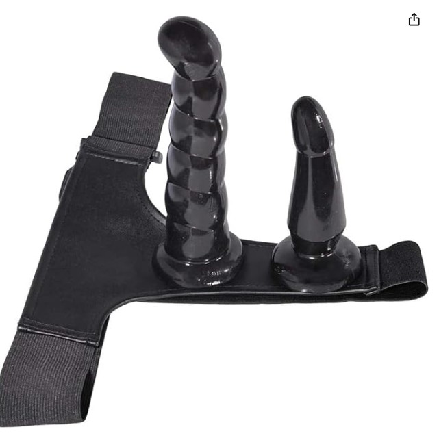 Wearable Double Penis Dildo Strap On Harness Lesbian Gay Black Colour Special Edition - Image 3