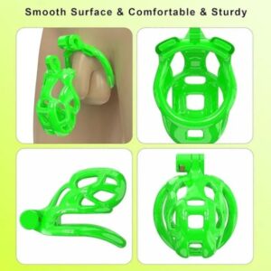 Green Cobra Nano 3D Printed Chastity Kit With Urethral with 5 Sizes Breathable Rings