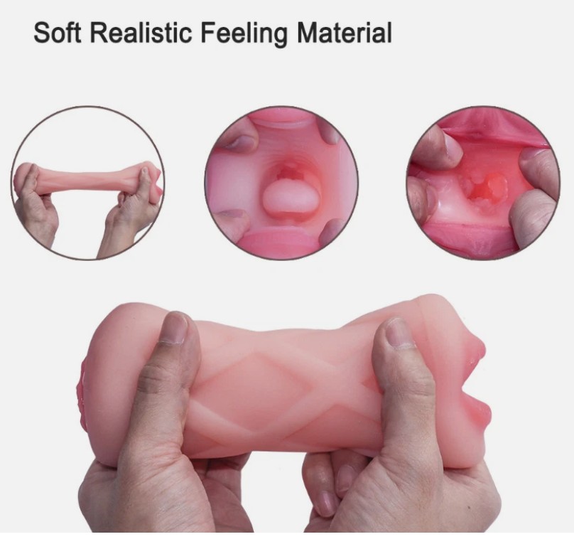 Mouth Pussy Mini Cup Pocket Pussy 2 In 1 Masturbator -Black - Image 4