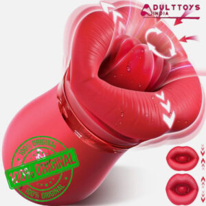 1 IN 4 Mouth Moving Tongue Licking and 1 Manual Sucking Clit Nipple G Spot Red Vibrators