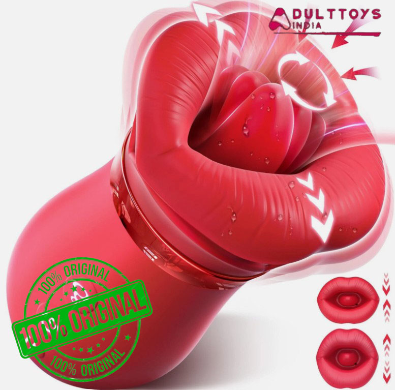 1 IN 4 Mouth Moving Tongue Licking and 1 Manual Sucking Clit Nipple G Spot Red Vibrators - Image 3