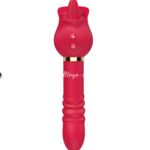 True Tongue Licking Telescopic Thrusting Rose Vibrator For Women