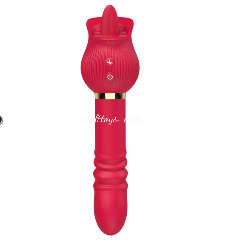 True Tongue Licking Telescopic Thrusting Rose Vibrator For Women - Image 8