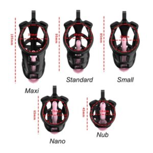 Black King Cobra Standard 3D Printed Bondage Chastity Kit With Urethral with 5 Sizes Breathable Rings