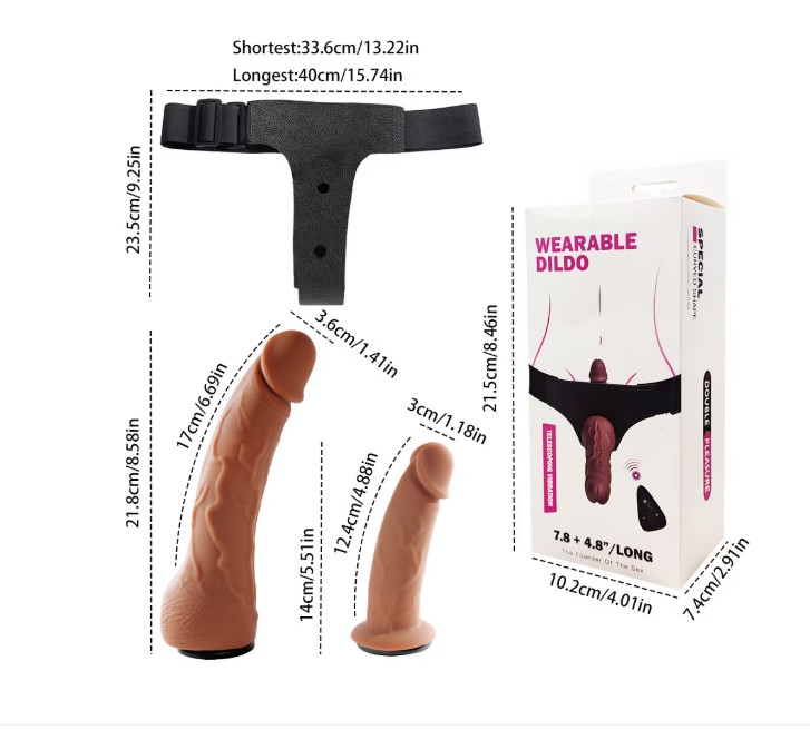 Silicone Harness Strap On Wearable Double Dildos with vibrating telescoping for lesbian Sex Toys - Image 10