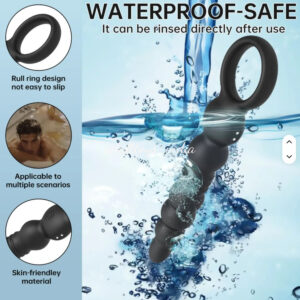 Thrusting Prostate massage vibrator telescopic Pull Ring stick for men