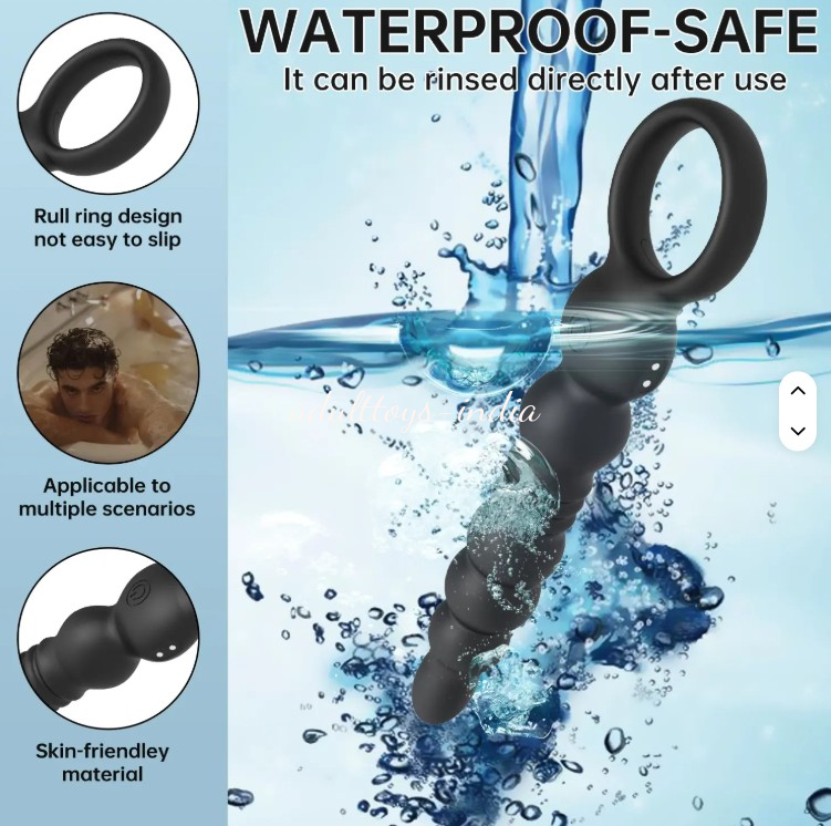 Thrusting Prostate massage vibrator telescopic Pull Ring stick for men - Image 6