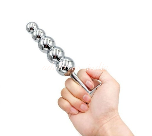 5 Bead Extra Large Metal Anal Butt Plug - Image 2