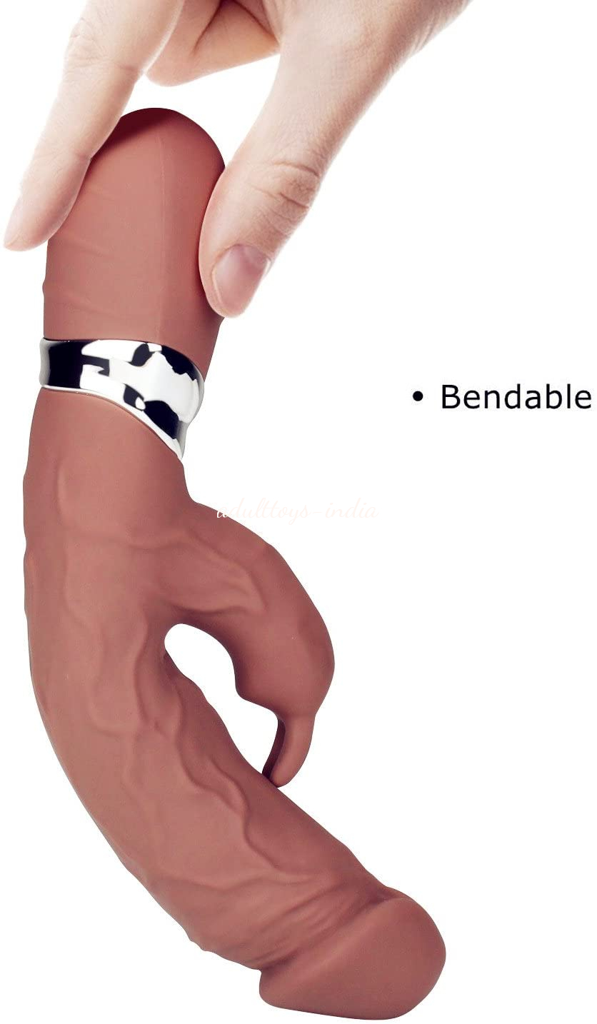 Coffee Brown Rechargeable Silicone Rabbit Vibrator - Image 4