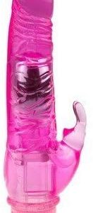 Pink Crystal Jelly Vibrators Climbing Rabbit, Multiple Speeds Waterproof G Spot Vibrator