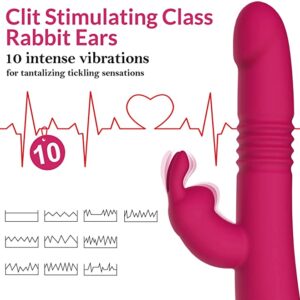12 Vibrating Automatic Up Down Thursting Rabbit Vibrator -Red