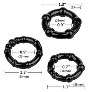 Silicone Delay Ejaculation Sex Toy Black Beaded Cock Ring For Men