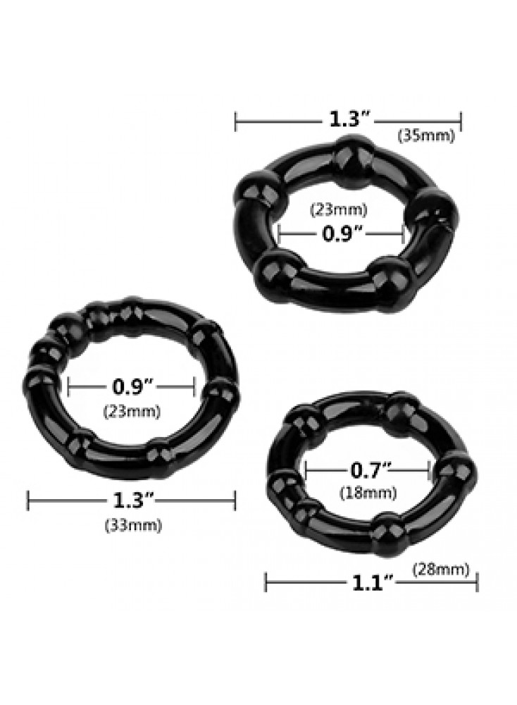 Silicone Delay Ejaculation Sex Toy Black Beaded Cock Ring For Men - Image 3