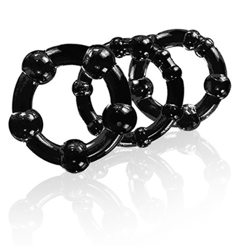 Silicone Delay Ejaculation Sex Toy Black Beaded Cock Ring For Men - Image 2