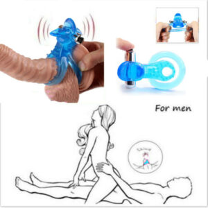 Mouth Tongue Vibrating Cock Ring in Blue Color