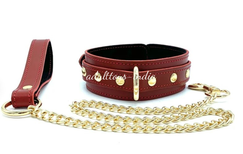 Hand Made 7 Piece Bondage Set Leather BDSM Restraints for Submissive-Tango Red - Image 5