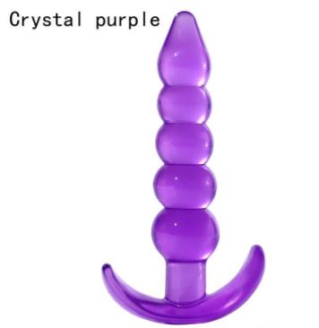 Soft Silicone 5 Beaded Jelly Anal Plug Butt Plug | Purple