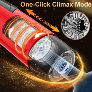 New Dark Knight Adjustable 3 Telescopic 7 Rotating Male Masturbator-Red