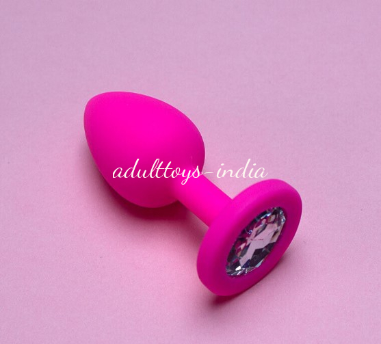 A Diamond Jeweled Soft Flexible Silicone Butt Plug Pink - Image 2