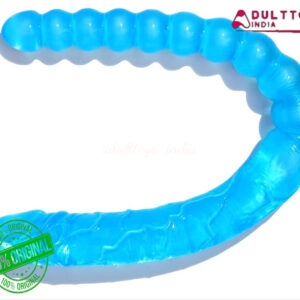 45cm Blue Realistic U-shaped Double Ended Lesbian Penis and Anal Beads Dildo