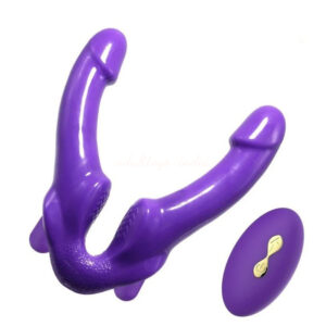 1st time India Strapless Strap On Double Ended Double Penetration Purple Dildo Lesbian Anal G-spot Vibrator