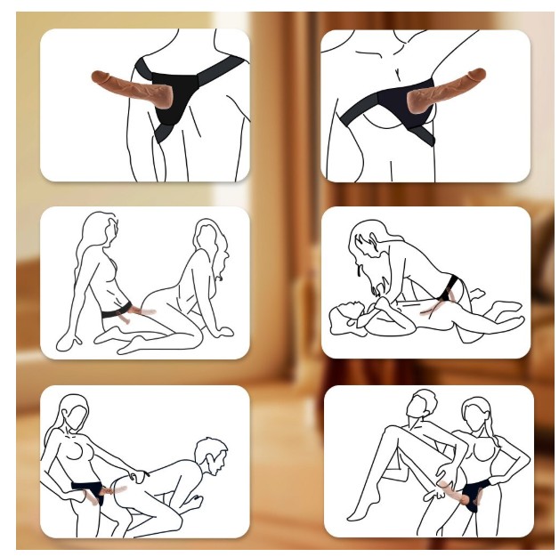 Silicone Harness Strap On Wearable Double Dildos with vibrating telescoping for lesbian Sex Toys - Image 3