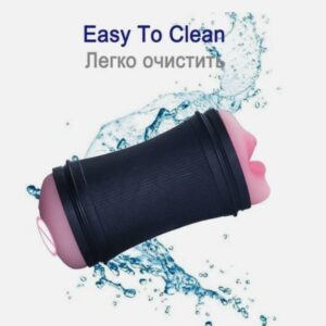 Mouth Pussy Mini Cup Pocket Pussy 2 In 1 Masturbator -Black