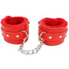 Soft Leather Handcuffs Hand Ring Restraints Bondage-Red