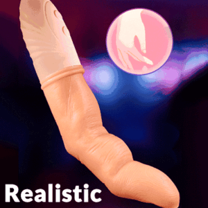 Real Feel Finger Dildo with Auto Heating G-Spot Vibrator Women