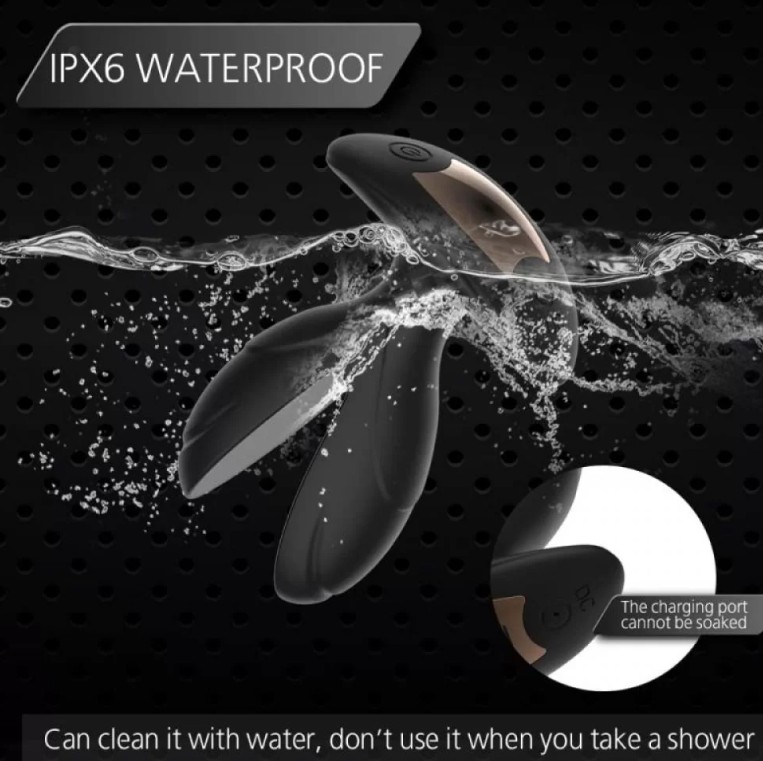 Electric Shock Two Flaps Vibrating Anal Plug Prostate Massager Sex Toys Black - Image 8