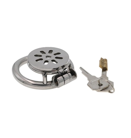 Unique Design Flat Stainless Steel Chastity Lock Male Cage Chastity Device(50mm) - Image 6