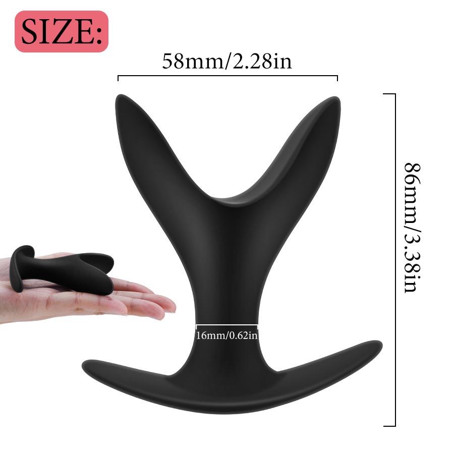 V Shape Black Vibration Anal Butt Plug Expander 2 Wings Unisex - Image 6